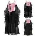 thumbnail image 2 of Wyobmus Renaissance Gothic Dress for Women Halloween Outfits Off Shoulder Lace Trumpet Sleeve Sheer Dress Medieval Steampunk Dress Pink, 2 of 7