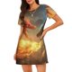 thumbnail image 1 of Easygdp Red And Blue Fire Dragon B Camisón de manga corta para mujer, informal, estampado, 1 of 6