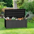 thumbnail image 3 of Decksplore 120 Gallon Outdoor Storage Box Waterproof Lockable Resin Deck Box, for Pool Accessories, Garden Tools Storage, UV-Resistant, Black, 3 of 8