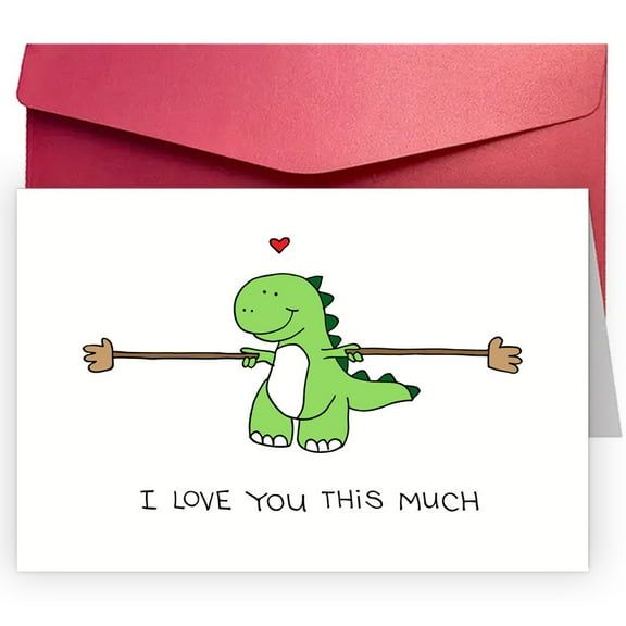 Adorable Dinosaur Love Greeting Card - Blank Inside with Envelope - Perfect for Sharing Love on Any Occasion
