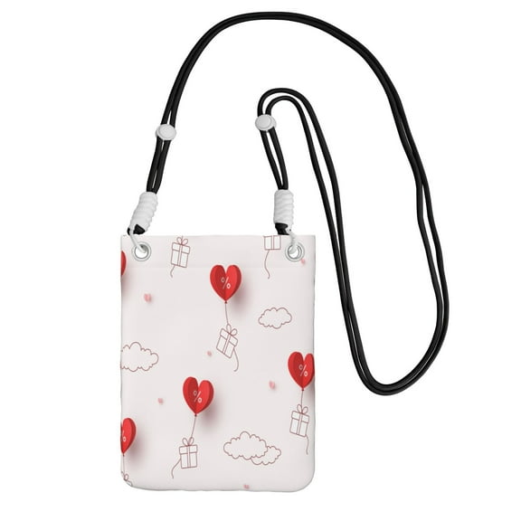 Small Crossbody Purse Women Carry Cell Phone Bag Mini Shoulder Purse Wallet Smart Phone Wallet Valentines Day Red Heart