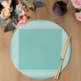 thumbnail image 3 of Bluish Green Greek Key Round 13 Inch Placemats Set of 8, Geometric Greece Ancient Farmhouse Geo HeatResistant Non Slip Place Mats for Dining Table, Wipeable Kitchen Table Mats for Housewarming, 3 of 9