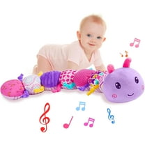 Baby Toy 0-12 Months,Baby Infant Musical Stuffed Animal Soft Toy with Multi-Sensory Crinkle, Rattle & Textures, Baby Boys Girls Toys Birthday Gift, Purple