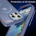 thumbnail image 6 of Magnetic for iPhone 13 Pro Case with Ring Stand, [10 FT Drop Protection] [Velvety Touch] Slim Translucent Matte Back Shockproof Phone Case for iPhone 13 Pro 6.1'', Sierra Blue, 6 of 14