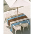 thumbnail image 3 of 60x120 Inch Outdoor Tablecloth with Umbrella Hole Zipper Rectangle Blue Brown Wood Grain Rectangular Tablecloths Outside Waterproof Farmhouse Country Chic Stripes Patio Table Cover for Picnic Party, 3 of 8