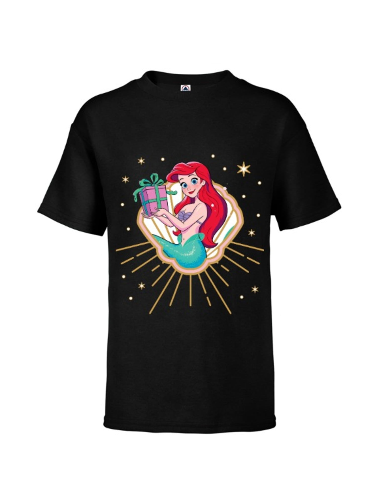 Disney Princess Ariel Seashell Gift Holiday Standard Short Sleeve T Shirt For Kids Customized Black Walmart Com