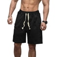 thumbnail image 1 of SUNSIOM Men Loose Joggers Shorts Casual Solid Color Ripped Drawstring Cargo Shorts with Pockets for Summer Streetwear, 1 of 5