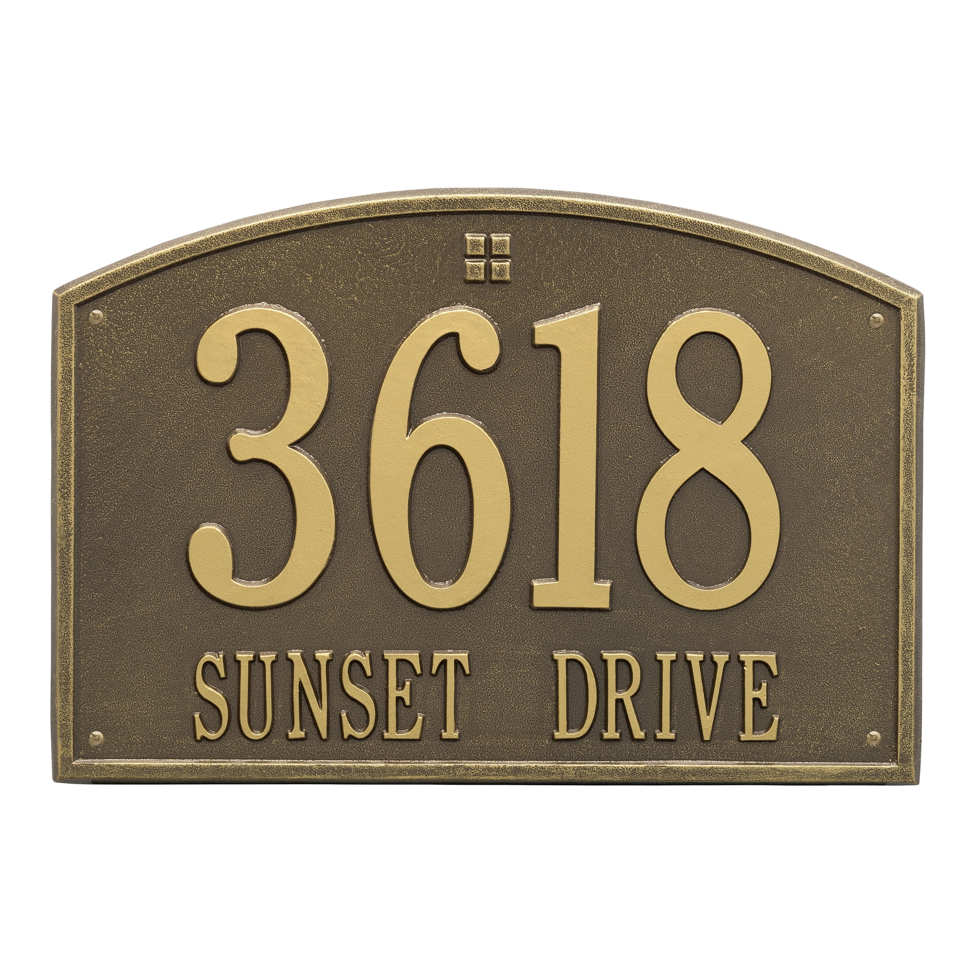 Whitehall Products 2-Line Personalized Address Wall Plaque in Antique Brass by Whitehall