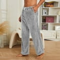 thumbnail image 5 of Nestiefly Mens Fleece Pajama Pants, Warm Plaid Lounge Pj Bottoms for Men with Pockets Soft Gray XXL, 5 of 5