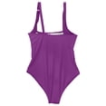 thumbnail image 5 of Beach Wear for Women Vacation New Ladies' Casual and Fashionable Solid Color Bikini Lace up Swimsuit Set Style B-139 Purple 3XL, 5 of 7