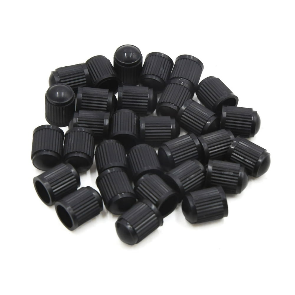 Tire Air Valve Stem Caps Tyre Wheel Rims Dust Cover 30Pcs Black Plastic