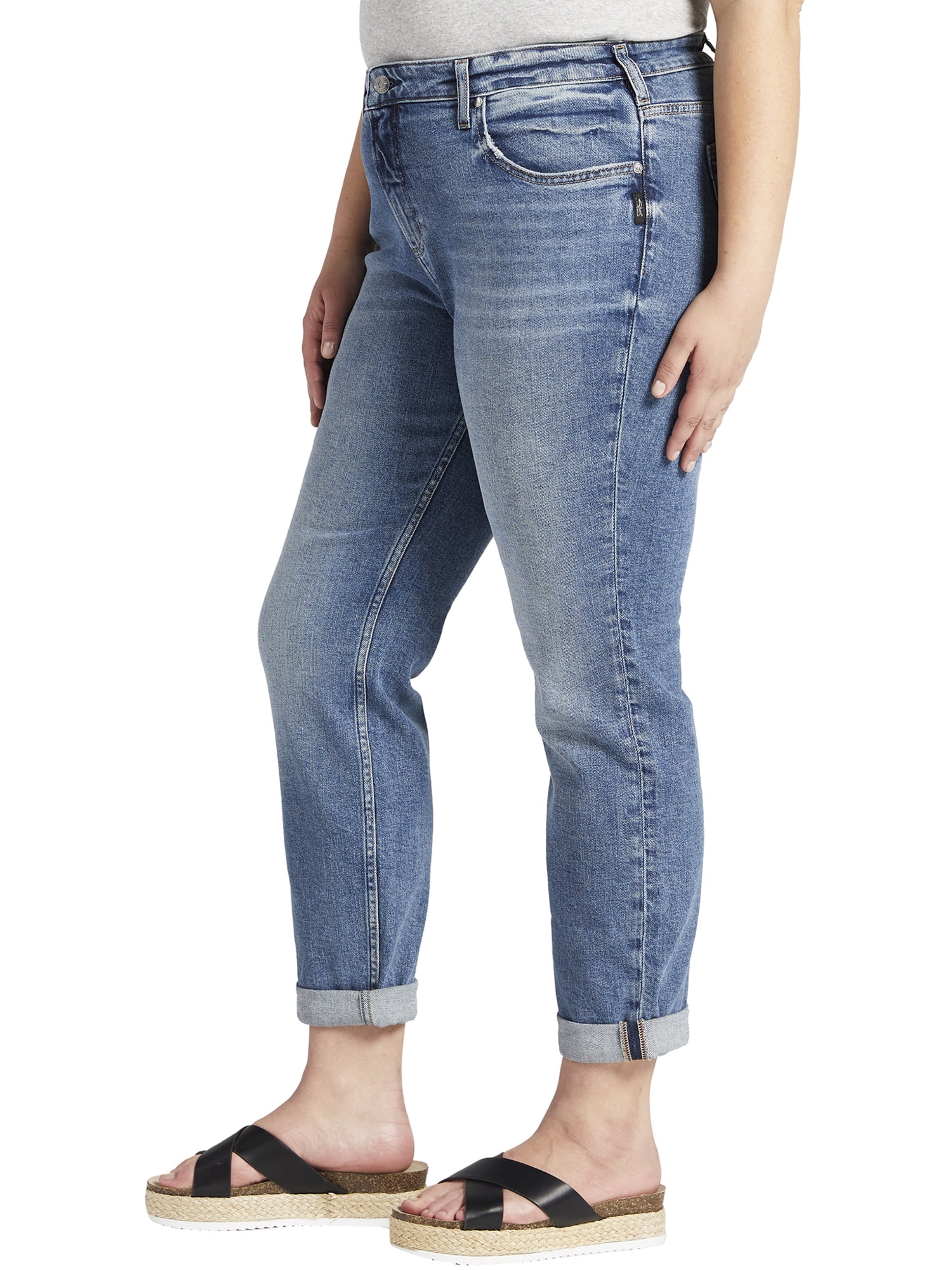 Silver Jeans Co. Women's Plus Size Beau Slim Leg Jeans - Eco-Friendly Stretch Denim, Mid Rise, Dark Wash