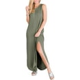thumbnail image 5 of Women Casual Loose Sundress Sleeveless Split Maxi Long Beach Shirt Dress Travel Vacation 2024 Summer Outfits, 5 of 6