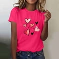 thumbnail image 2 of Camiseta de Manga Corta de Cuello Redondo con Patrones de Corazón de Moda de Primavera de las Mujeres Vintage Clásico Top de Humor para Diario, Fiesta, Primavera Y Verano, 2 of 5
