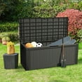 thumbnail image 2 of YRLLENSDAN 100 Gallon Large Deck Box Outdoor Storage Box with Lockable Lid, Waterproof UV Resistant Resin Storage Bench 450 LBS Weight Capacity for Patio, Garden, Pool, Black, 2 of 7