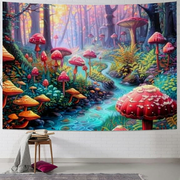 Patifu Mushrooms Tapestry Wall Hanging Unique Style Graphic Tapestries Home Decor for Living Room Bedroom Apartment Farmhouse Dorm 40x30inch