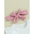 thumbnail image 5 of Bagilaanoe 3Pcs Newborn Baby Girls Overalls Dress Set Short Sleeve Romper Tops + Suspender Skirt + Headband 3M 6M 12M 18M 24M Infant Casual Clothes, 5 of 9