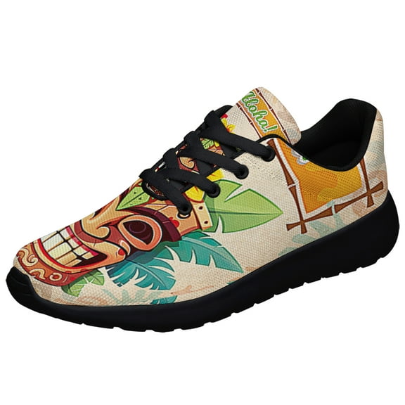 Aloha Hawaiian Tiki Luau Party Shoes Sneakers Black Size 3.5
