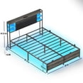 thumbnail image 2 of Aheaplus Queen Size Bed Frame with RGB LED Lights and Power Outlets, No Box Spring Needed Platform Bed with Storage Upholstered Headboard, 2 of 7