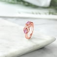 thumbnail image 4 of Gem Stone King 1.31 Ct Oval Pink Sapphire White Created Sapphire 18K Rose Gold Plated Silver Ring, 4 of 5