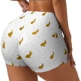 thumbnail image 2 of Sigee Gold Rabbit Print Women's High Waist Workout Shorts - Squat Proof, Tummy Control, Yoga and Gym Activewear-Large, 2 of 9