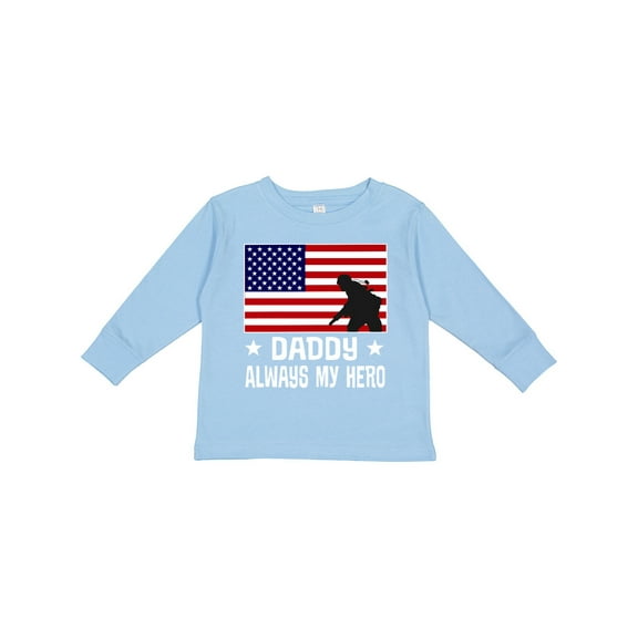 Inktastic Military Soldier Daddy Always My Hero Boys or Girls Long Sleeve Toddler T-Shirt