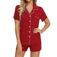 thumbnail image 2 of RMGVDSD Womens Pajamas Set 2 Piece Short Sleeve Sleepwear Button Down Top And Shorts Nightwear Loungewear Sets Soft Comfy Pajama Home Wear XL, 2 of 5