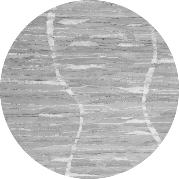 Ahgly Company Indoor Round Abstract Gray Contemporary Area Rugs, 5' Round