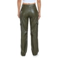 thumbnail image 6 of HDE Women's High Waisted Faux Leather Cargo Pants with Pockets Green 29, 6 of 6