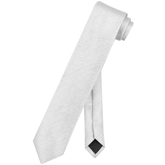 Vesuvio Napoli Narrow Necktie Metallic SILVER 2.5" Skinny Thin Men's Neck Tie
