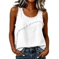 thumbnail image 2 of VBVC Women's Cotton Linen Frayed Trim Tank Tops , Ladies' Casual Summer Crew Neck Blouses , Breathable Sleeveless Shirts For Women,White,S-2XL, 2 of 7