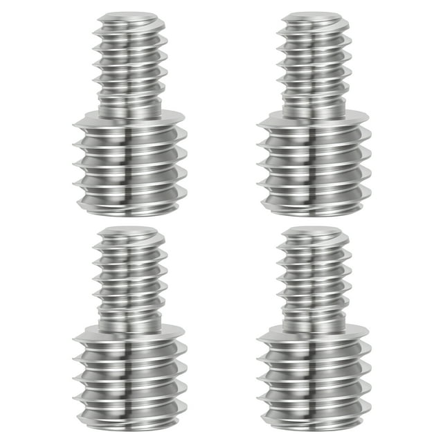 Tornillo de perno roscado de doble extremo 1/4"-20 a 3/8"-16UNC, paquete de 4, adaptador reductor de rosca de varilla de acero al carbono de 16mm de largo