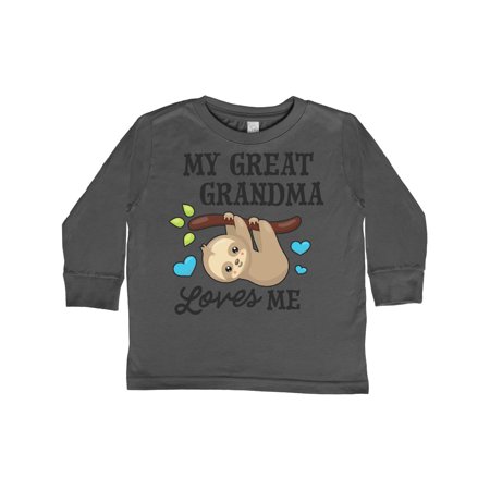 

Inktastic My Great Grandma Loves Me with Sloth and Hearts Gift Toddler Boy or Toddler Girl Long Sleeve T-Shirt