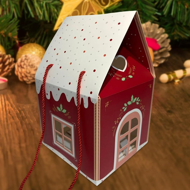Caja de regalo navideña, caja para , decoración navideña, portátil, multifuncional, contenedor de golosinas, estuche para regalos y aperitivos Rojo