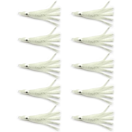 Youthyao 10pcs Luminescent Simulation Squid Soft Baits Hook Attracting False Baits Squid Fishing Hook for Off-shore Angling