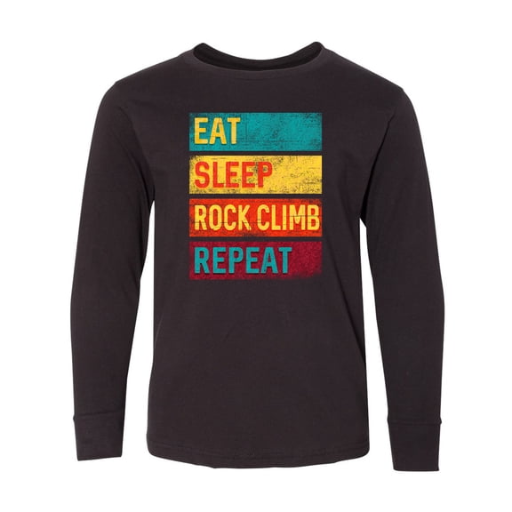 Inktastic Rock Climbing Eat Sleep Rock Climb Repeat Long Sleeve Youth T-Shirt