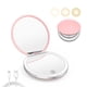thumbnail image 1 of Espejo compacto Kakuje con luz, espejo de bolsillo LED con aumento 1X/3X y cable de datos USB, miniespejo para bolso, bolsillo, viajes y regalos (rosa), 1 of 7