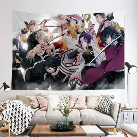 Image of Anime Poster Demon Slayer-Tapestry Popular Photography Background for Bedspread Dorm Decor (78.74x59.05inch)