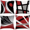 thumbnail image 1 of Housses de Coussin Rouges Lot de 4 18x18 Pouces Rayures Abstraites Noires et Grises Housses de Coussin Décoratives avec Motif Géométrique Moderne pour Canapé Lit Salon Audacieux et Élégant, 1 of 1