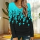 thumbnail image 1 of Ailaofu Long Sleeve Shirts for Women Fall Fashion Basic Trendy V-neck Floral Printed Casual Tops, 1 of 5