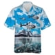 thumbnail image 3 of Camisas gráficas de aviones con estampado completo para hombres, camisa hawaiana de playa informal a la moda con diseño de avión, blusa de solapa de manga corta para hombres de la Fuerza Aérea, 3 of 5