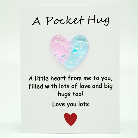 Pocket Hug Heart with Greeting Cards, Little Heart Pocket Hug Token, Long Distance Relationship Gifts, Thinking of You Gifts for Women Men Him Her (Blue)