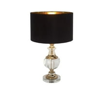 DecMode 24" Gold Table Lamp with Black Fabric Shade