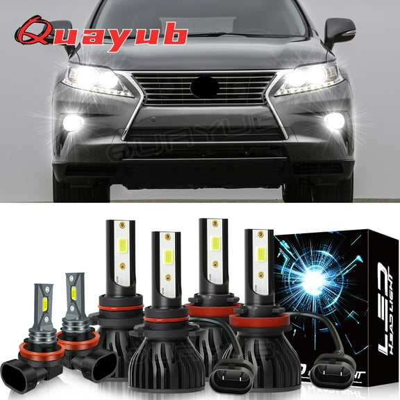 Bright 6000k Quayub Bulbs For Lexus RX350 2010-2015 6x LED Headlight High Low Beam   Fog Light Bulbs White