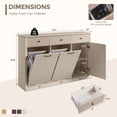 thumbnail image 3 of Aitjunz Modern Triple Tilt Out Trash Can Cabinet with 3 Drawers, Fluted Wooden Kitchen Cabinet w/ 20 Gallon Hidden Trash Can Cabinet, Cream, 3 of 6