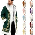 thumbnail image 3 of Christmas Men's Santa Trench Coat Trendy Plush Coats Long Peacoats Xmas Long Hooded Cardigans Green XXXL, 3 of 6