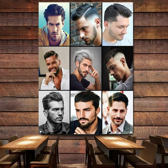 Top Men's Business Hairstyling with Beard Banner Flag Haircut & Shave Hair Salon Ad Wall Painting Barber Shop Wall Decor Poster 38" x 57"