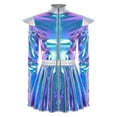 thumbnail image 4 of iiniim Women Metallic Shiny Cosplay Costume A-line Dress Astronaut Fancy Dress Outfits Blue M, 4 of 7