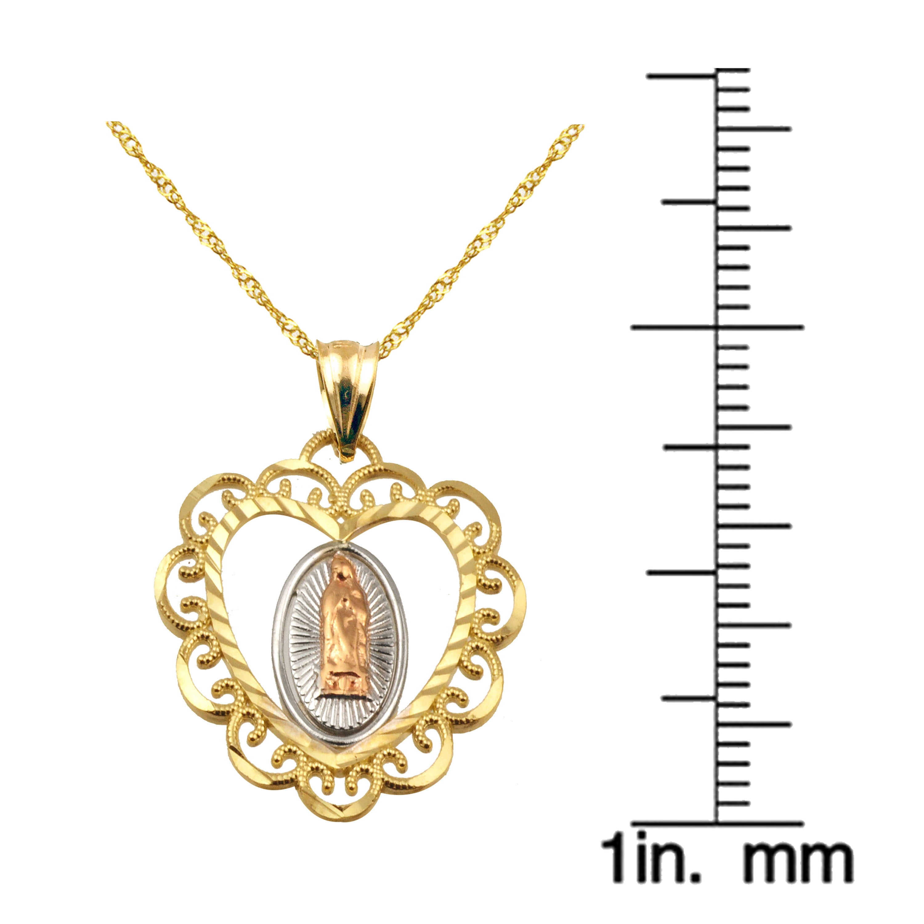Handcrafted 10kt Tri Color Miraculous Virgin Mary Medal Charm Pendant