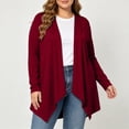 thumbnail image 6 of Plus Size Cardigans for Women Soft Long Sleeve Open Front Draped Cardigan Sweater Lightweight 1X-5X Fall Clothes (5XL, Red), 6 of 8